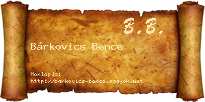Bárkovics Bence névjegykártya